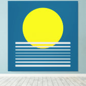 Abstracte moderne kunst geel zon en Zee landschap Canvas Afdruk (Insitu (Houten vloer))