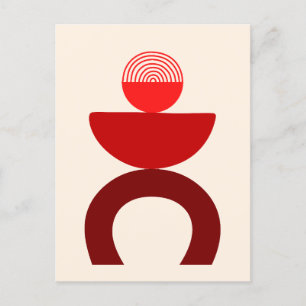 Abstracte moderne kunst geometrische vormen rood briefkaart