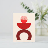 Abstracte moderne kunst geometrische vormen rood briefkaart (Staand voorkant)