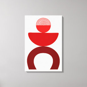 Abstracte moderne kunst geometrische vormen rood canvas afdruk