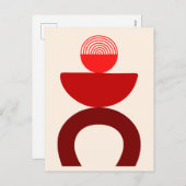 Abstracte moderne kunst geometrische vormen rood feestdagenkaart (Voorkant / Achterkant)