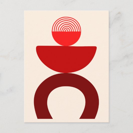 Abstracte moderne kunst geometrische vormen rood feestdagenkaart (Voorkant)