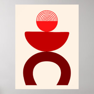 Abstracte moderne kunst geometrische vormen rood poster