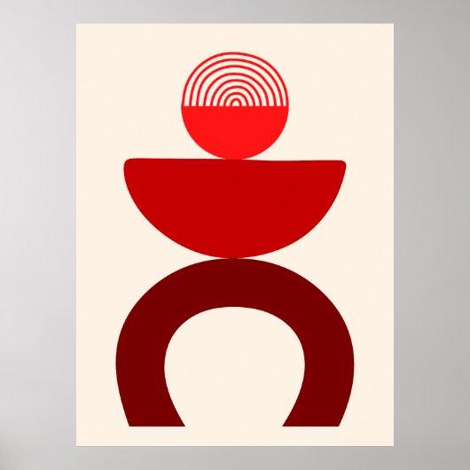Abstracte moderne kunst geometrische vormen rood poster (Voorkant)