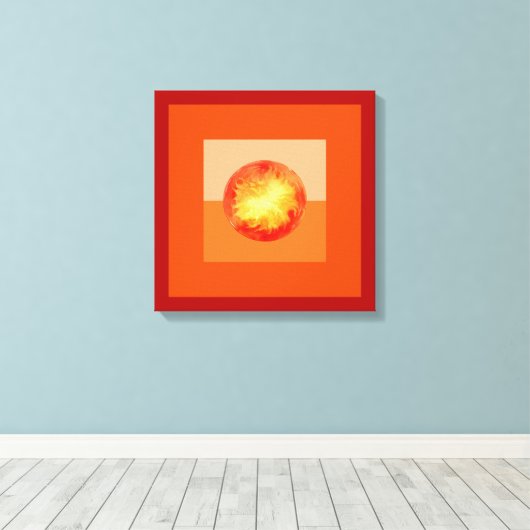 Abstracte moderne kunst geometrische vurige zon canvas afdruk (Insitu (Houten vloer))