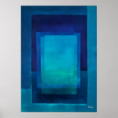 Abstracte moderne kunst in azuurdiepte kleurveld poster (Voorkant)