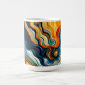 Abstracte moderne kunst kleur golven monogram koffiemok (Center)