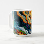Abstracte moderne kunst kleur golven monogram koffiemok (Voorkant links)