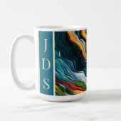 Abstracte moderne kunst kleur golven monogram koffiemok (Links)