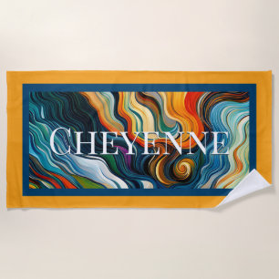 Abstracte Moderne Kunst Kleur Swirls Juweel Toon Strandlaken