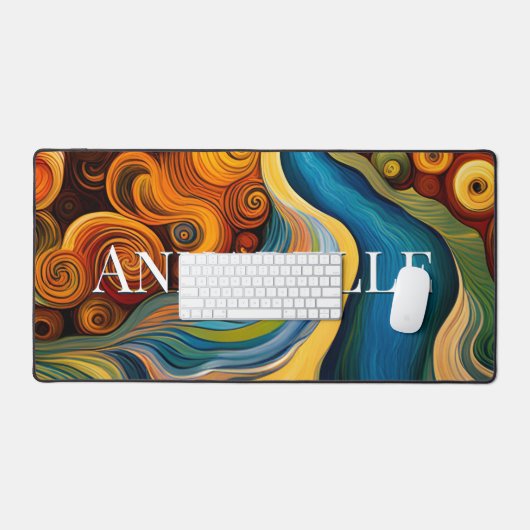 Abstracte Moderne Kunst Kleur Swirls Monogram Bureaumat (Keyboard & Muis)