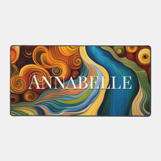 Abstracte Moderne Kunst Kleur Swirls Monogram Bureaumat (Voorkant)