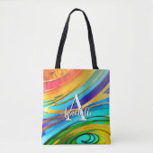 Abstracte moderne kunst kleurkrullen en gouden met tote bag (Voorkant)