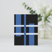 Abstracte moderne kunst lijnen blauw zwart briefkaart (Staand voorkant)