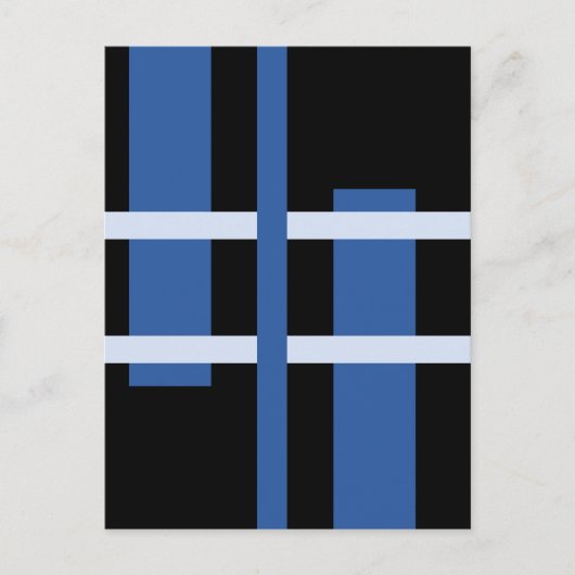 Abstracte moderne kunst lijnen blauw zwart briefkaart (Voorkant)