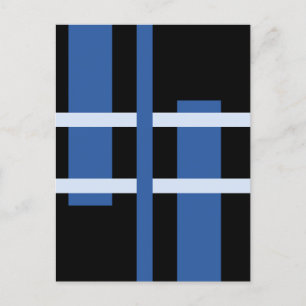 Abstracte moderne kunst lijnen blauw zwart feestdagenkaart