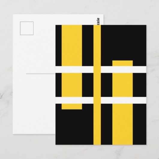 Abstracte moderne kunst lijnen geel wit zwart briefkaart (Voorkant / Achterkant)
