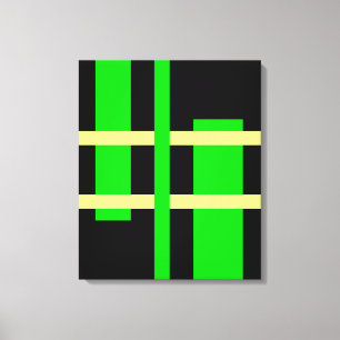 Abstracte moderne kunst lijnen groen geel zwart canvas afdruk
