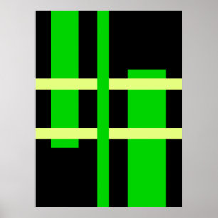 Abstracte moderne kunst lijnen groen geel zwart poster