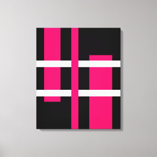 Abstracte moderne kunst lijnen roze wit zwart canvas afdruk