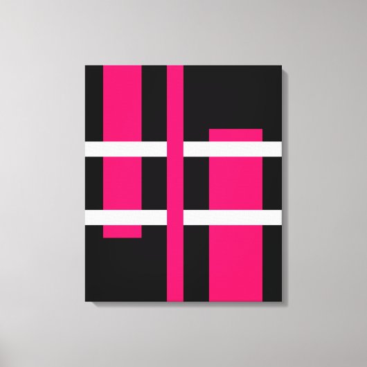 Abstracte moderne kunst lijnen roze wit zwart canvas afdruk (Voorkant)