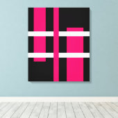 Abstracte moderne kunst lijnen roze wit zwart canvas afdruk (Insitu (Houten vloer))