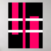 Abstracte moderne kunst lijnen roze wit zwart poster (Voorkant)