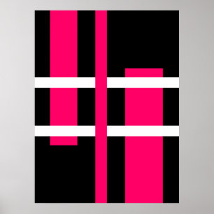 Abstracte moderne kunst lijnen roze wit zwart poster