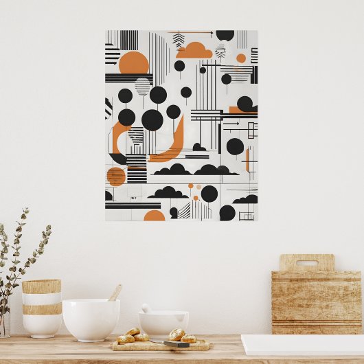 Abstracte moderne kunst poster (Keuken)