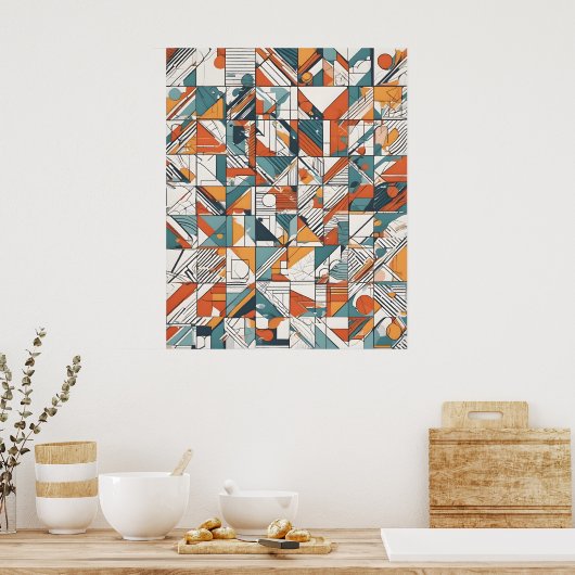 Abstracte moderne kunst poster (Keuken)