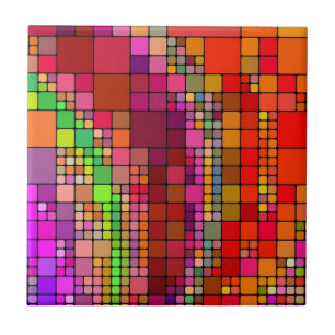 Abstracte moderne kunst vierkantskleurige kleuren tegeltje