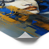Abstracte moderne kunst vrouw blauw en goud poster (Hoek)