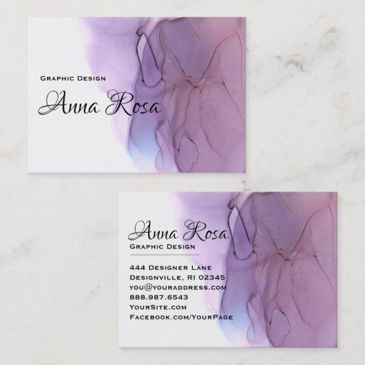 ** Abstracte moderne kunst Waterverf lavendel Visitekaartje (Voorkant / Achterkant)