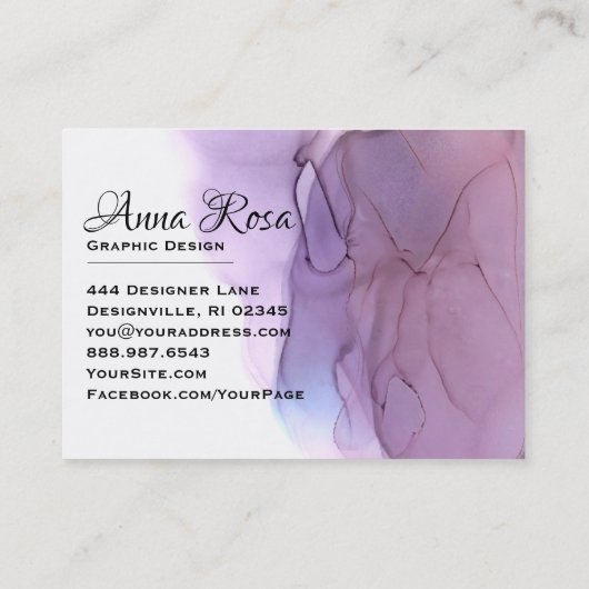 ** Abstracte moderne kunst Waterverf lavendel Visitekaartje (Achterkant)