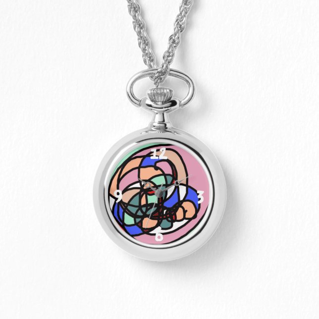 Abstracte moderne kunst zilveren wrap-around horlo horloge (Voorkant)