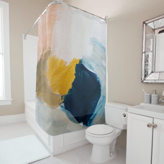 Abstracte moderne kunstachtergrond. Grijs en Douchegordijn (In situ)