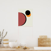 Abstracte moderne kunstcirkels Sinaasappel bruin z Poster (Keuken)