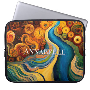 Abstracte moderne kunstkleurencirkels laptop sleeve