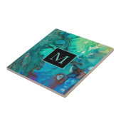 Abstracte moderne kunstmonogram schaduwen van blau tegeltje (Zijkant)