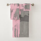 Abstracte moderne kunststijl grijs roze bad handdoek (Insitu)