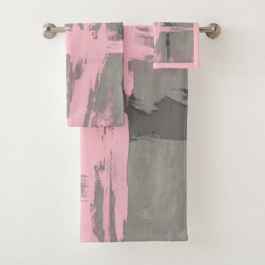 Abstracte moderne kunststijl grijs roze bad handdoek (Insitu)