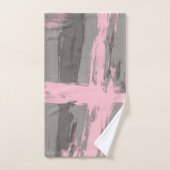 Abstracte moderne kunststijl grijs roze bad handdoek (Handdoek)