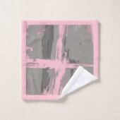 Abstracte moderne kunststijl grijs roze bad handdoek (Wasdoekje)