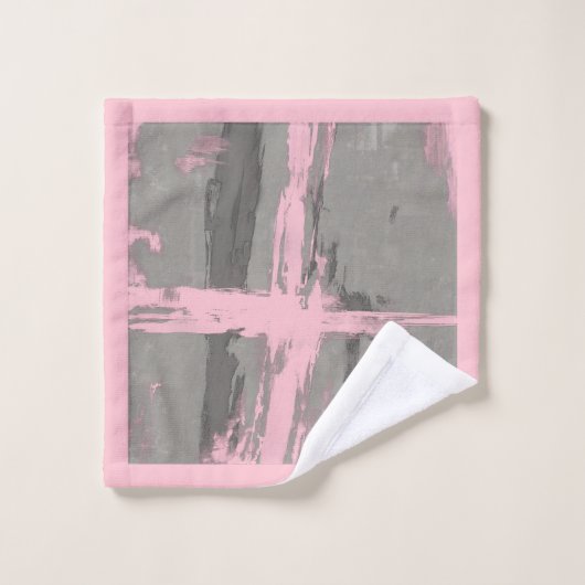 Abstracte moderne kunststijl grijs roze bad handdoek (Wasdoekje)