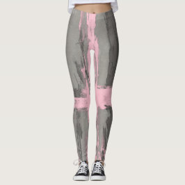 Abstracte moderne kunststijl grijs roze leggings