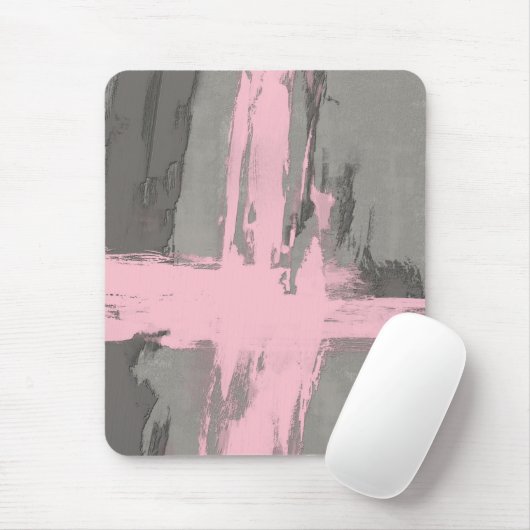 Abstracte moderne kunststijl grijs roze muismat (Met muis)