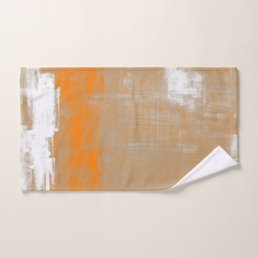 Abstracte moderne kunststijl oranje grijs wit bad handdoek (Handdoek)