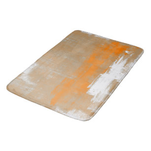 Abstracte moderne kunststijl oranje grijs wit badmat