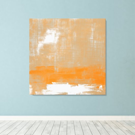 Abstracte moderne kunststijl oranje wit canvas afdruk (Insitu (Houten vloer))