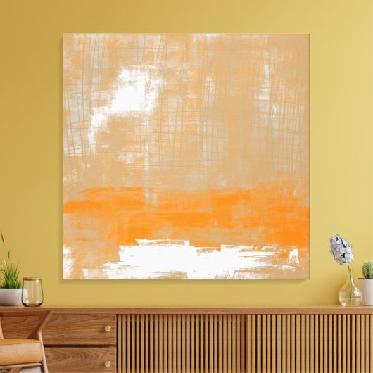 Abstracte moderne kunststijl oranje wit canvas afdruk (Insitu (Woonkamer))
